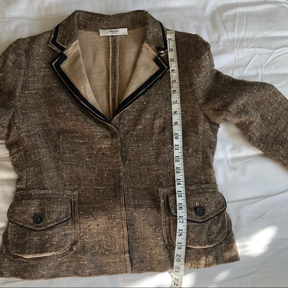 PRADA Silk Tweed Black Trim Beige Blazer 03-5245-8581 - Picture 12 of 14
